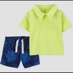 Carter’s Just One You Baby Boy’s 18M Shirt Shorts Set Yellow Green Blue